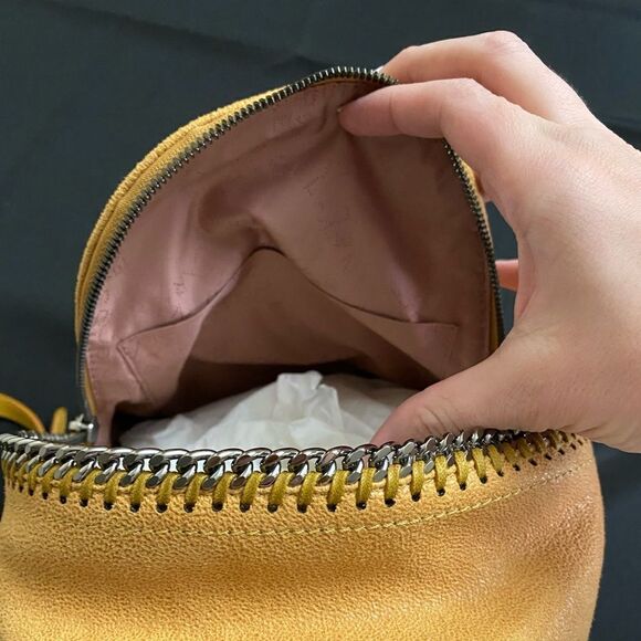 STELLA MCCARTNEY Mini Shaggy Deer Falabella Backpack Mustard Yellow